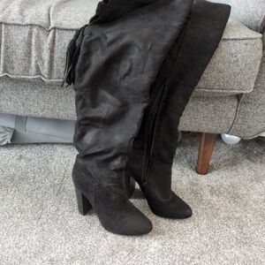 JustFab Sleek Black Over the Knee Boots